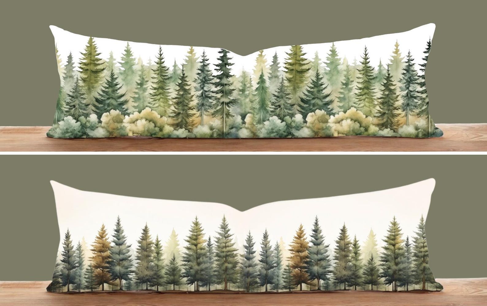 Pine Forest Lumbar Pillow Cover, Green Tree Bolster Cushion - Etsy