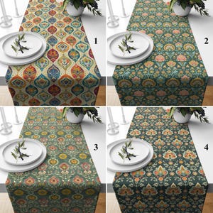 Vintage Floral Table Runner, Art Nouveau Table Decor, Colorful Dining Table Deco, English Garden Style Table Runner, Victorian Inspired Deco