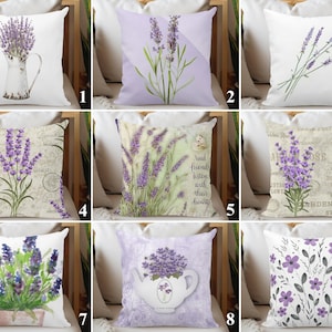 Purple Lavender Flowers Pillow Cases, Floral Throw Pillow Cover, Summer Trend Cushion Cover, Decorative Botanical Pillow Sham, Home Decor
