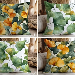 Ginkgo Leaves Style Pillowcases, Botanical Pillow Cover, Nature Inspired Pillow Sham, Minimalist Cushion Cover, Tranquil Design Pillow Slip