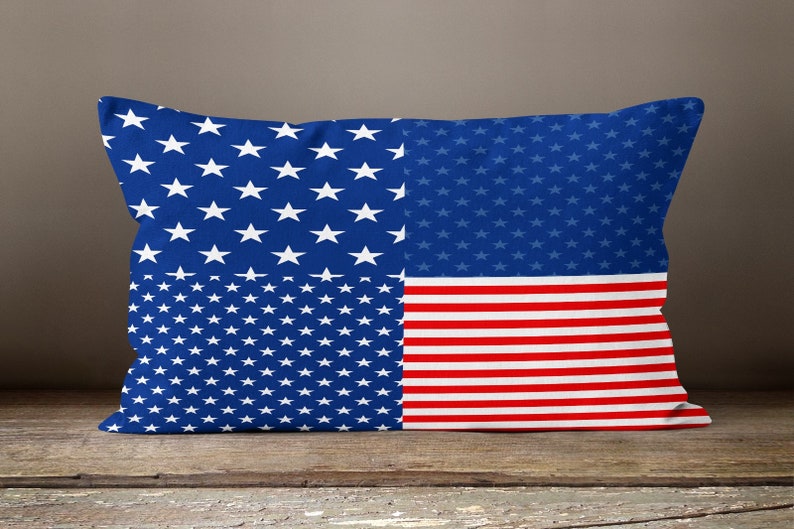American Flag Pillow Cover USA Flag Pillow Case Red Blue Etsy
