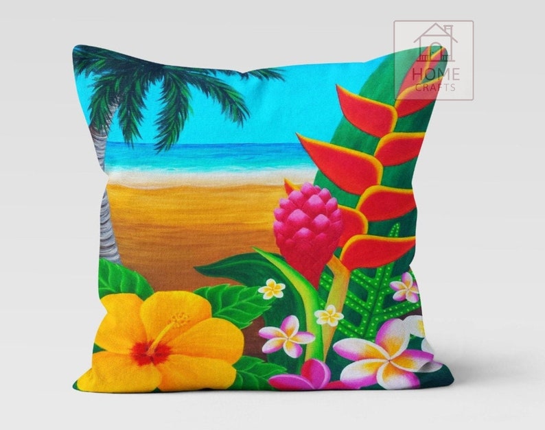 Coastal Tropical Pillow Cases Palm Tree Pattern Pillow Etsy