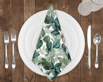 60 Serviettes Papier Feuilles D'Eucalyptus 33x33cm - Décoration Fête Été Printemps