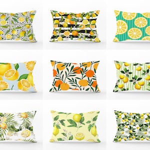 Lemon Throw Pillowcase, Lemon Lumbar Pillow Cover, Summer Trend Cushion Cover, Lemon Leaves Decor, Lemon Cushion Case, Lemon Throw Cushion