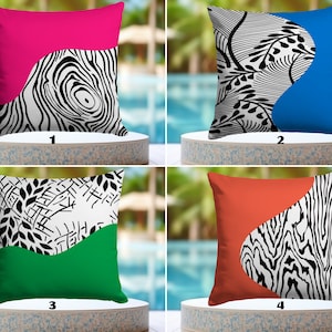 OUTDOOR Zebra Pattern Pillow Cover, Modern Pillow Sham, Boho Abstract Water Resistant Cushion Case, Contemporary Pillow Slip, New Home Deco
