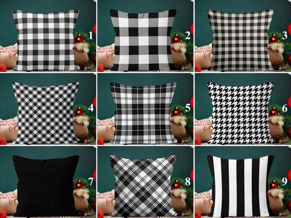 Black White Chequer Pillow Cases Houndstooth Pillow Cover Noel Throw Pillow Sham Decorative Cushion Cover Plaid Pillow Top Xmas Decor Etsy Australia