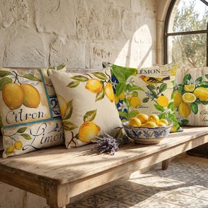 Funda de cojín con diseño floral de limón, decoración de jardín de verano