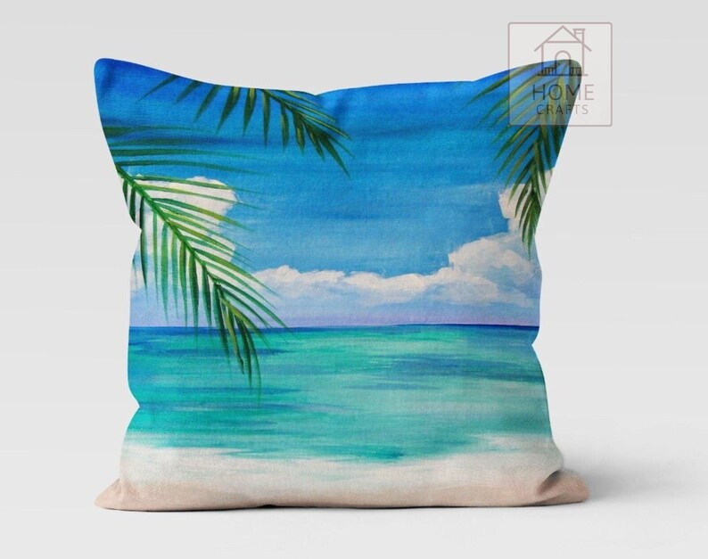 Coastal Tropical Pillow Cases Palm Tree Pattern Pillow Etsy