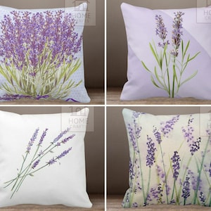 Lavender Cushion Cover, Lilac Floral Pillow Cover, Flower Accent Cushion Case, Flower Outdoor Pillow Case, Lavender Couch Pillow, Home Decor