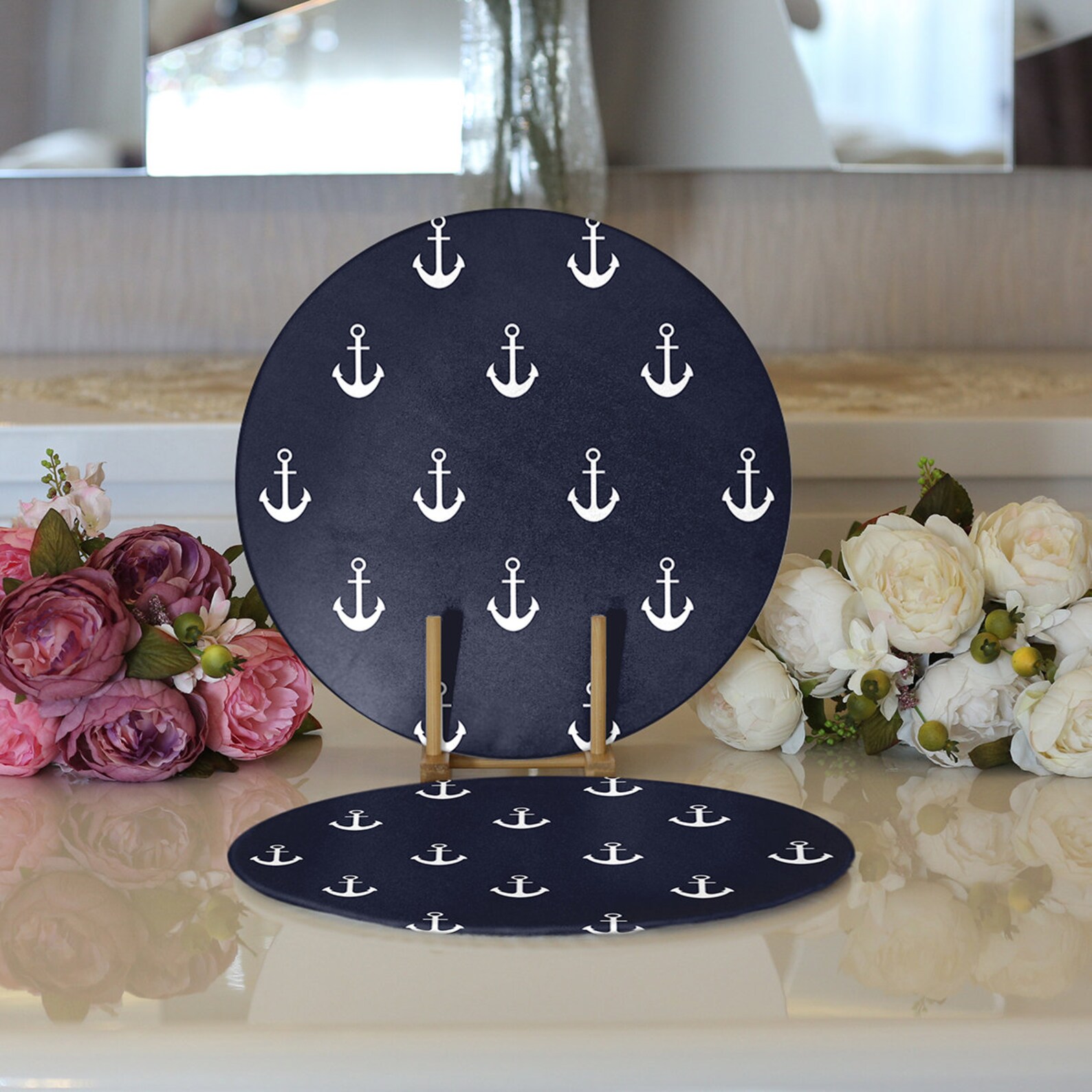 Nautical Placemat Navy Pattern Table Mat Anchor Printed Etsy