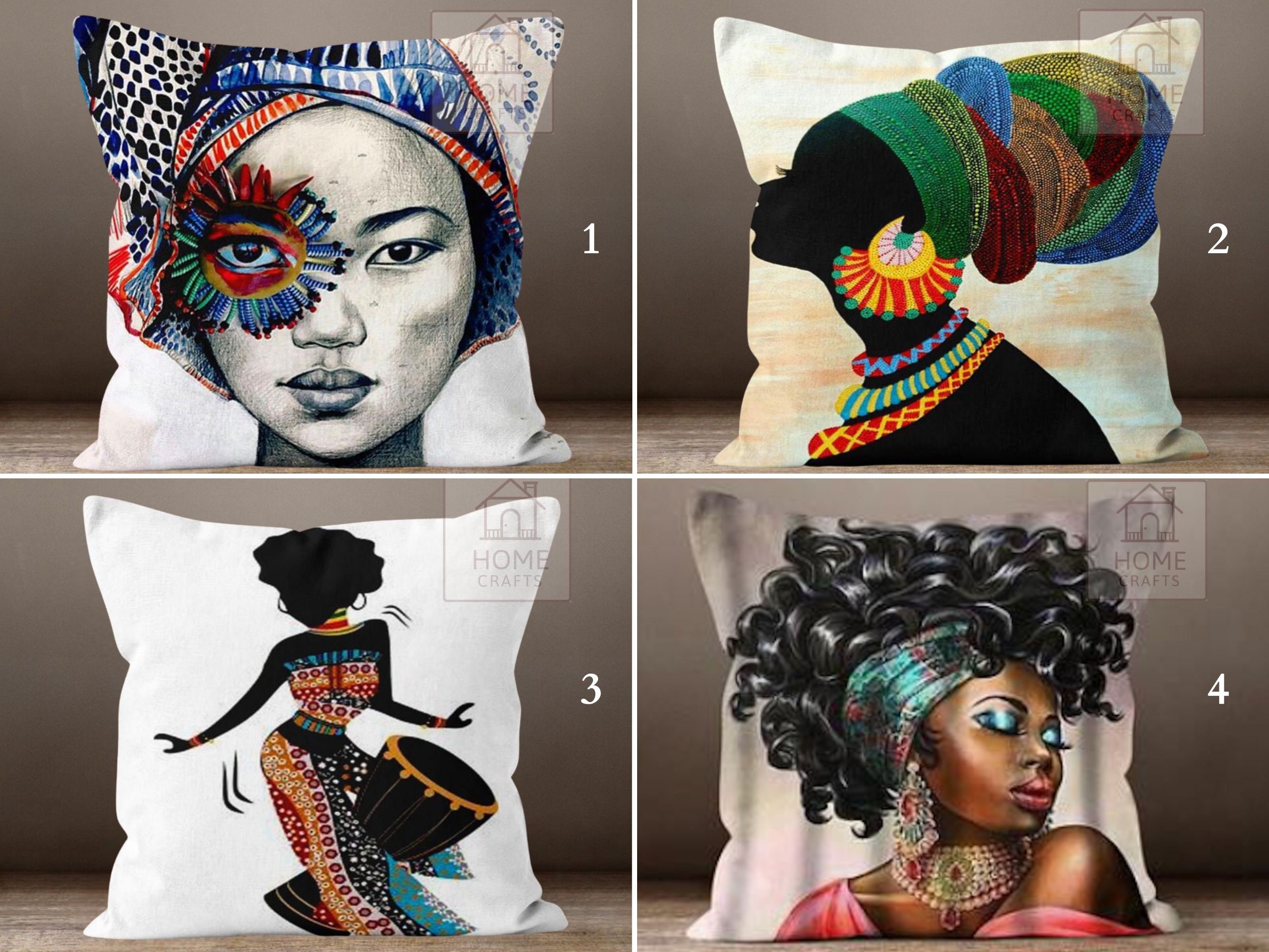 South Africa Art Pillow Covers, African Drummer Girl Pillowcase, Black Young Girl Pillow Protector, Afro Beauty Cushion Cover, Ethnic Decor