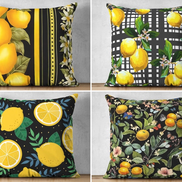 Lemon Decor Pillowcase, Lemon Home Decor, Lemon Color Throw Pillow, Citrus Cushion Case, Spring Lemon Pillowcase, Lemon Slices Pillow