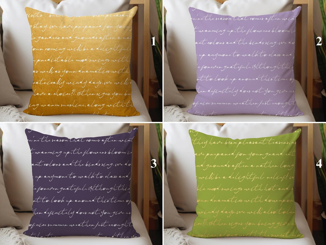 Handwriting Design Throw Pillow Cover, Minimalist Calligraphy Style ...