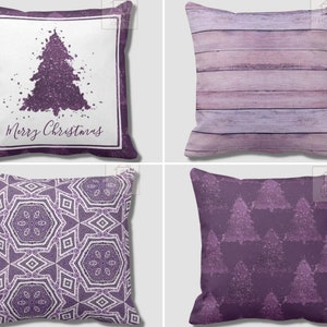 Federe per cuscini di Natale viola, federa per cuscino con albero di Natale, federa per cuscino decorativo, federa per cuscino di Capodanno, cuscini natalizi, regali di Natale