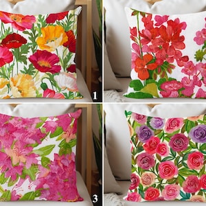 Bright Colorful Floral Throw Pillow Case, Roses Garden Summer Pillow Covers, Cheerful Decorative Pillow Sham, Spring Trend Cushion Covers
