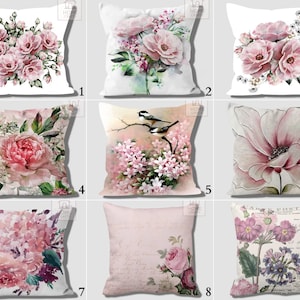 Pink Rose Pillow Covers, Decorative Trend Pillow Case, Flower Accent Cushion Cover, Floral Outdoor Pillows, Pink Pillow Shams, Home Decor