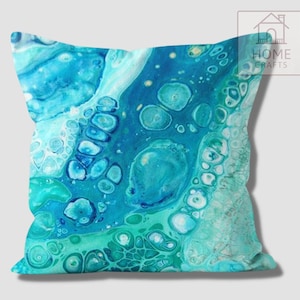 Aqua Toss Pillow Covers, Water Blister Outdoor Pillow Case, Decorative Marine Pillow Shams, Turquoise Pillow, Beach House Gift, Coastal Deco Pattern #4