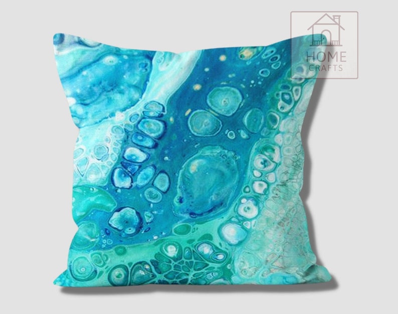 Aqua Toss Pillow Covers, Water Blister Outdoor Pillow Case, Decorative Marine Pillow Shams, Turquoise Pillow, Beach House Gift, Coastal Deco Pattern #4