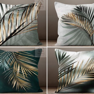 Sacramento Green & Gray Throw Pillow Case, Gold Leaf Cushion Cover, Stylish Pillow, Beautiful Texture Decorative Sofa Pillow, Chic Home Deco