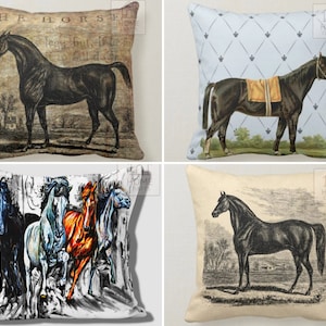 Horse Outdoor Cushion Case, Horse Lover Pillow Covers, Animal Pillow Case, Gift for Equestrian, Decorative Square Pillow, Animal Accent Sham