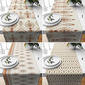 Neutral Boho Rustic Table Runner, Minimalist Table Design, Tribal Style Dining Table Deco, Elegant Bohemian Table Runner, Farmhouse Gift