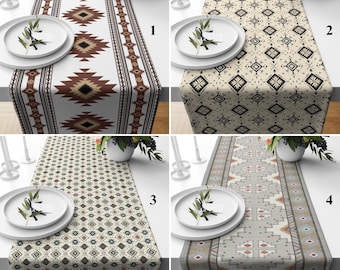 Southwestern Tribal Table Runner, Boho Kilim Runner