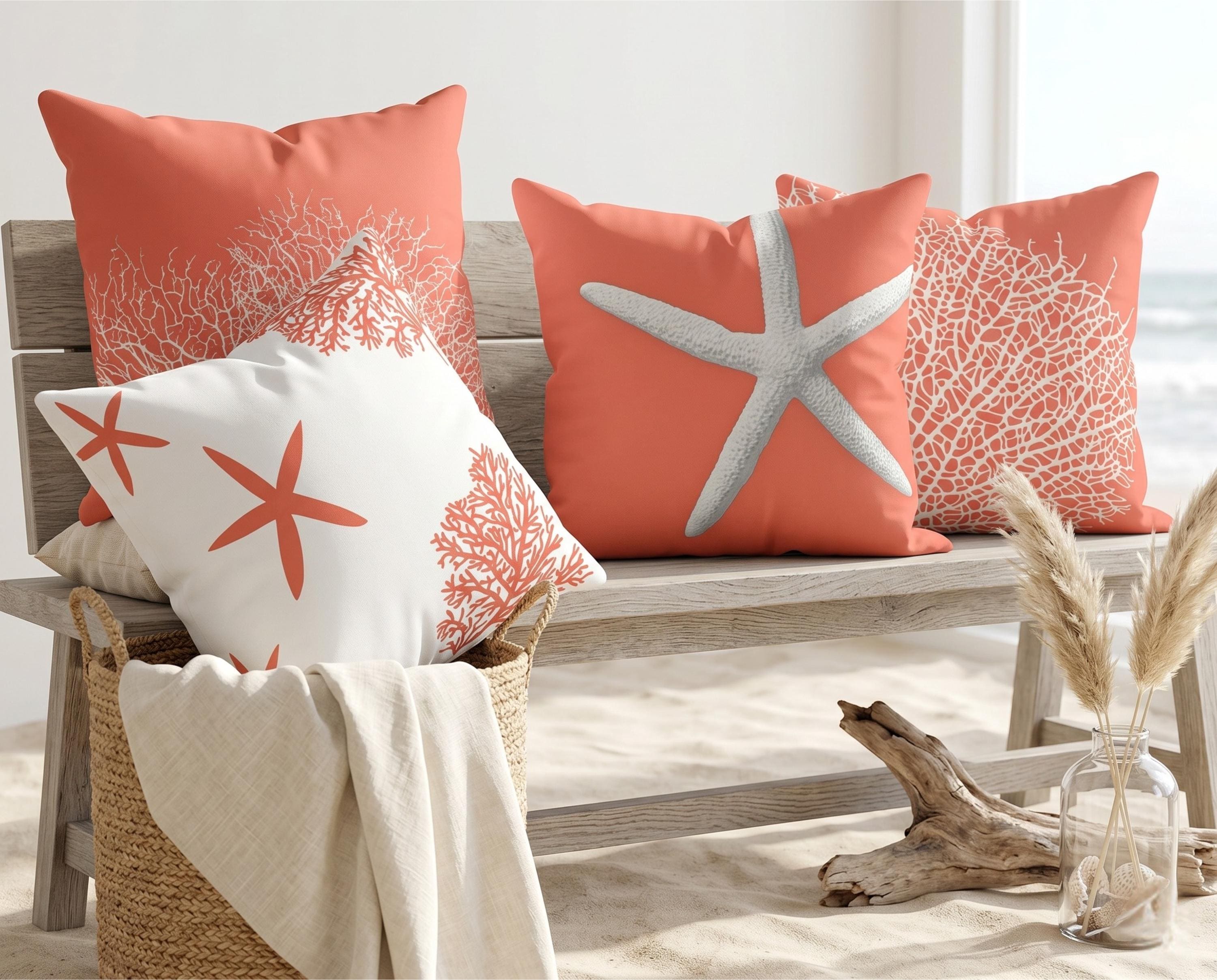 Coral Throw Pillow Cover, Sea Life Cushion, Beach House Decor - Etsy