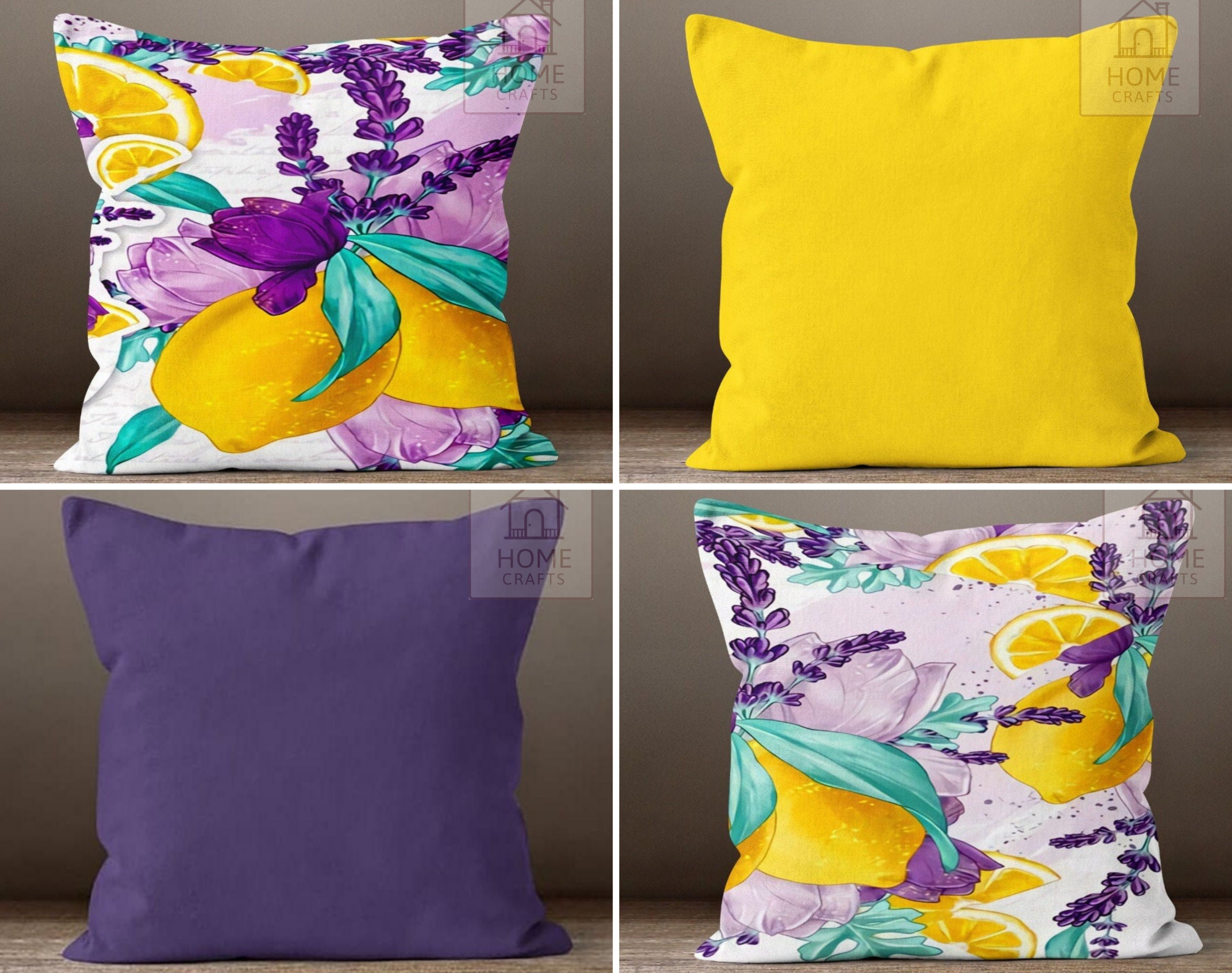 Purple Yellow Lemon Pillow Cover Plant Throw Pillow Citrus Style Cushion Cover Spring Decor Pillowcase Lemon Decoration Chic Home Decor Etsy Canada