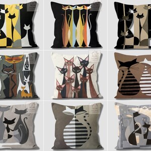 Fundas de cojín con estampado de gato, fundas de almohada decorativas con diseño de gato, cojín de exterior con diseño de gato, bonita funda de almohada con diseño de gato, almohada con estampado de gato de 16 x 16, 18 x 18, 20 x 20, 24 x 24