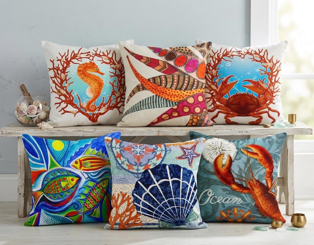 Coastal Nautical Pillow Covers, Beach House Decorative Cushion - Etsy