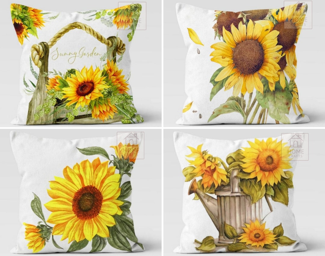 Sunflower Pillow Covers Yellow Floral Pillow Cases Etsy