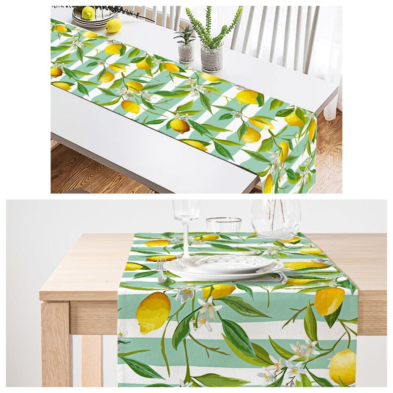 Lemon Trend Table Runner Lemon Table Top Citrus Pattern Etsy