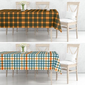 Checkered Tablecloth, Tartan Design Table Covers, Plaid Style Tableware, Autumn Kitchen Table Sheet, Herbst Table Top, Fall Table Decoration
