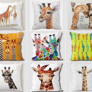 Funda de almohada con diseño de animales, funda de almohada con detalles de jirafa, funda de almohada con diseño de animales de safari, funda de cojín con bonito diseño de jirafa, funda de almohada con diseño de jirafa