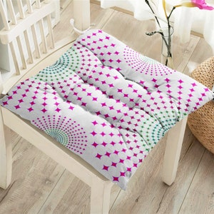 Mandala Motif Chair Cushion, Ethnic Puffy Seat Pads, Boho Best Quality Square Seat Cushion, Fluffy Chair Cushion, Outdoor & Interior Deco