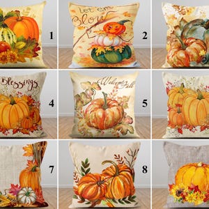 Fall Blessings Pillow Shams, Orange Pumpkin Pillow Cover, Decorative Pillow Case, Dry Leaves Cushion Cover, New Home Gift, Thanksgiving Gift