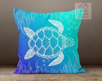 Best Seller Coastal Home Decor Coral Sea Turtle Throw Pillow