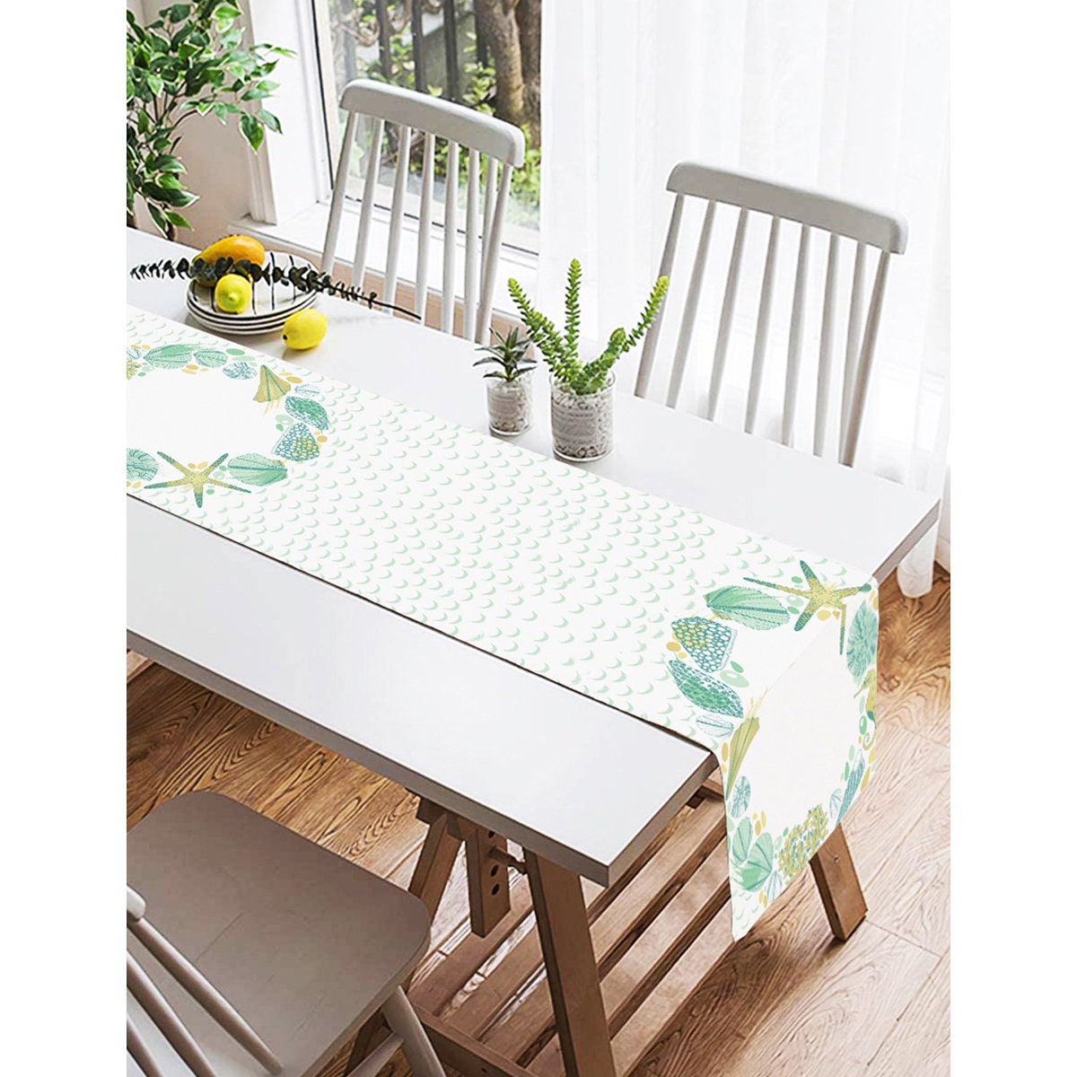 Runner Tavolo Mare 40x140cm | Conchiglie E Stelle Marine | Per Cucina E Feste - Foto 2