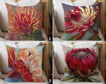 Red & Burgundy Flower Cushion Cover, Floral Throw Pillow, Floral Cushion Case, Decorative Pillow, Stunning Outdoor Pillow, Floral Pillow Top