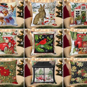 Xmas Red Car Design Pillowcases, Christmas Cushion Cover, Pine Tree Decorative Pillow Top, Snowman & Fawn Pillow Sham, New Year Home Deco
