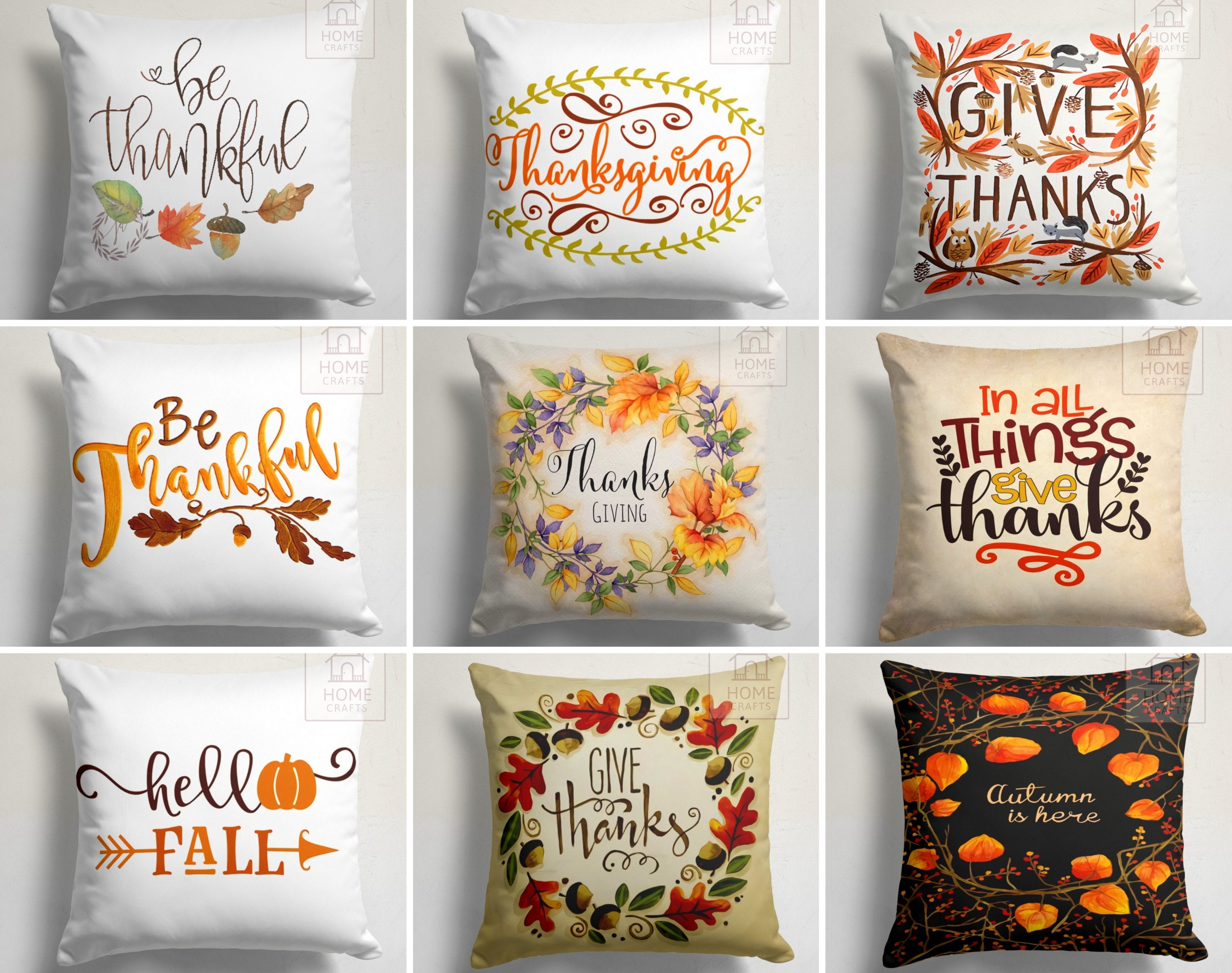 Give Thanks Throw Pillow Cover 16x16, Fall , Thanksgivng, Turkey, Autumn,  Fall Throw Pillow, Rustic Throw Pillow, Farmhouse Pillow 