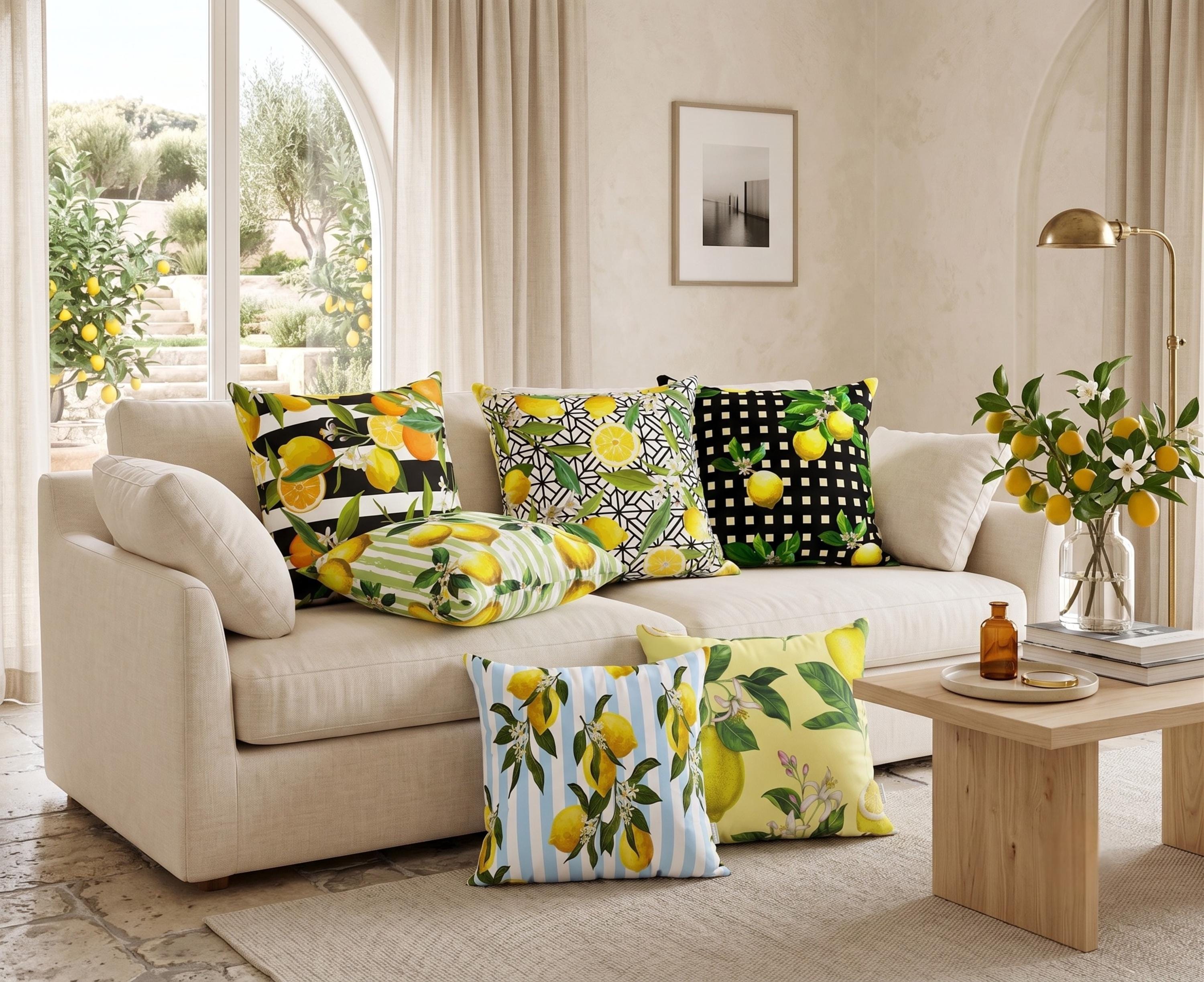 Lemon Pillow Covers, Outdoor Patio Decor, Housewarming Gift - Etsy