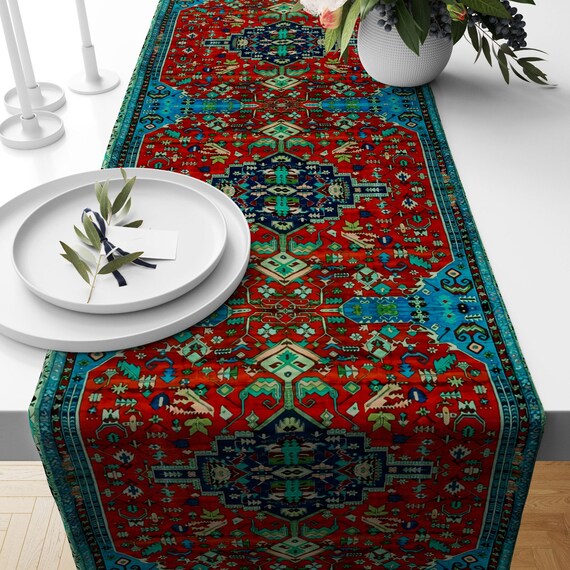 Runner Da Tavola Azteco Sud-Ovest Stile Boho - Finto Lino Con Nappe, Motivo Geometrico Tribale, 33x91 Cm, Beige