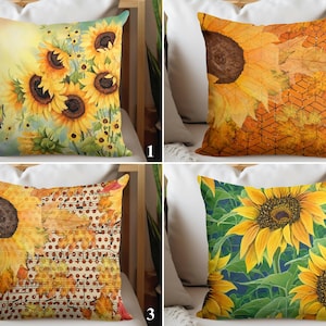 Sunflower Outdoor Pillow Covers, Soft Designer Pillow Cases, Decorative Pillows, Sunflower Accent Pillow Top, Patio Pillow Shams, House Gift