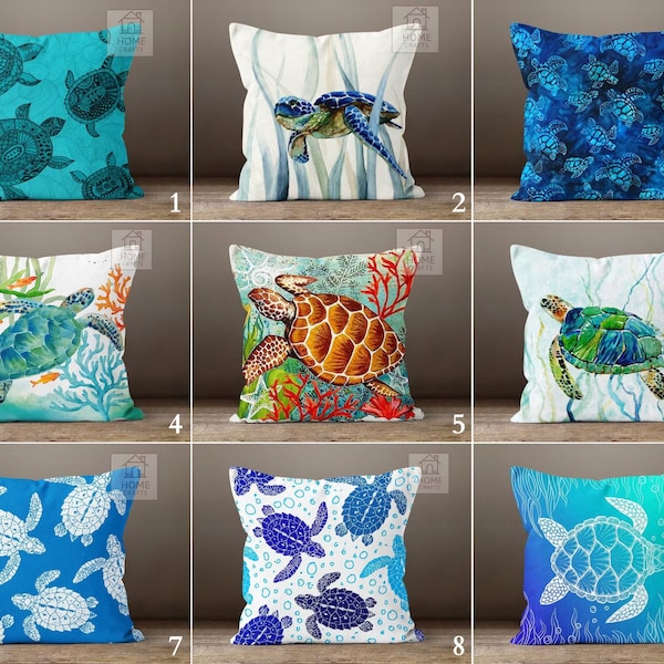 Sea Turtle Pillow Cover, Turtle Throw Pillow Case, Turtle Outdoor Pillow Case, Beach Pillow Cover, Sea Life Pillow 18x18, 16x16, 20x20,24x24