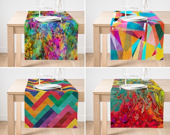 Colorful Modern Art Table Runner, Luxury Kitchen Decor