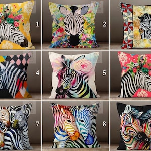Zebra Pillow Covers, Floral Pillowcase, Wildlife Pillow Protectors, Safari Pillow Sham, African Throw Pillow Top, Exotic Pillow Slipcover