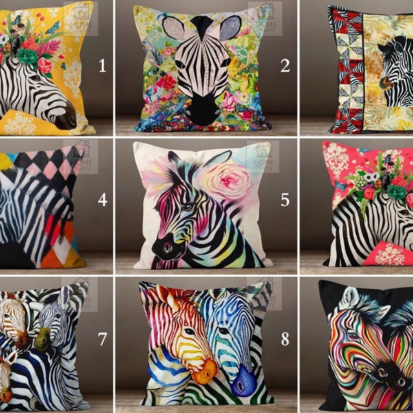 Zebra Pillow Covers, Floral Pillowcase, Wildlife Pillow Protectors, Safari Pillow Sham, African Throw Pillow Top, Exotic Pillow Slipcover