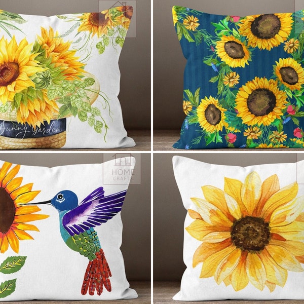 Sunflower Style Pillow Covers, Yellow Couch Cushion Cases, Decorative Throw Pillow Sham, Housewarming Gift, Wedding Gifts, Chic House Design