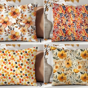 Fall Pumpkin Throw Pillow Cover, Autumn Floral Farmhouse Cushion Cover for Thanksgiving Decor, Seasonal Living Room Pillowcase, Home Decor